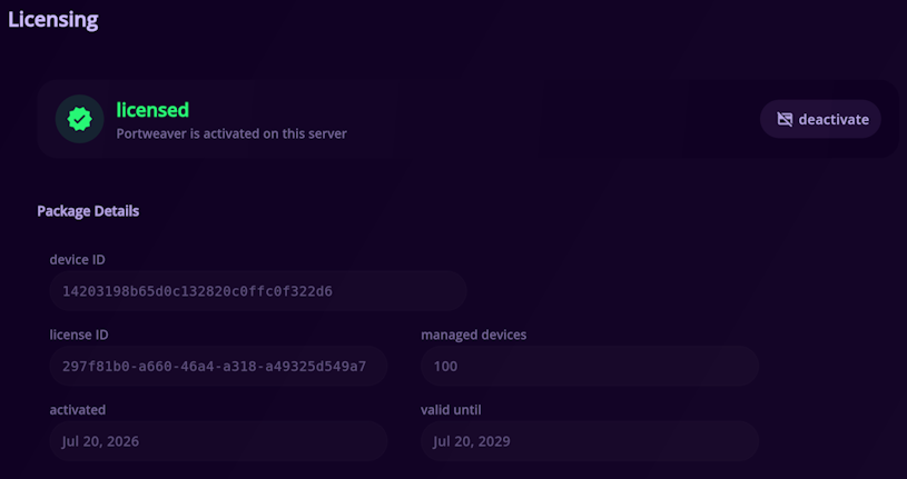Licensed Portweaver Server