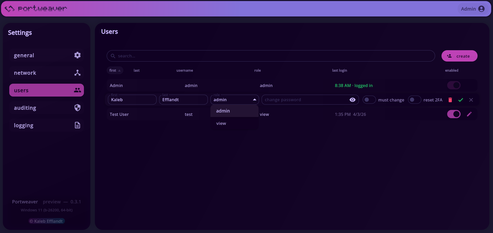 Users Panel